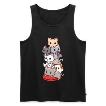 Katzen Anime Kawaii Neko - Männer Premium Bio Tank Top - Schwarz - Vorne - AI Model Male 178 light (178cm)