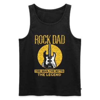 Cadeau de fête des pères rock papa rock and roll - Débardeur bio Premium Homme - noir - Devant - Michal (187cm)