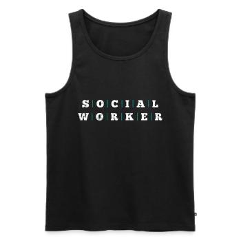 Social worker - Men's Premium Organic Tank Top - black - Front - AI Model Male 178 light (178cm)