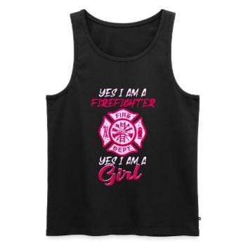 Firefighters woman fire rescue heroine fire protection - Men's Premium Organic Tank Top - black - Front - AI Model Male 178 light (178cm)