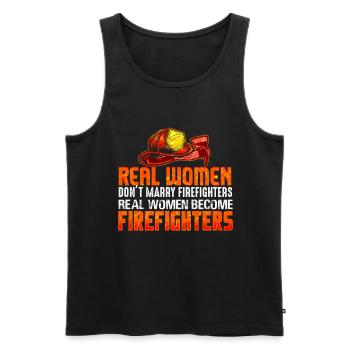 Firefighters woman fire rescue heroine fire protection - Men's Premium Organic Tank Top - black - Front - AI Model Male 178 light (178cm)