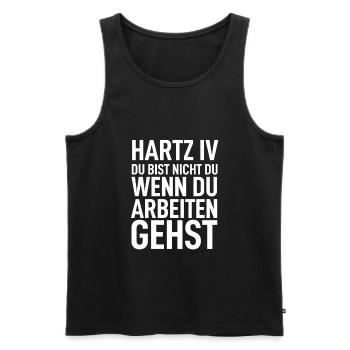 Arbeitslos Assi Geschenk Arbeitsamt Hartz 4 Spruch - Männer Premium Bio Tank Top - Schwarz - Vorne - AI Model Male 178 light (178cm)