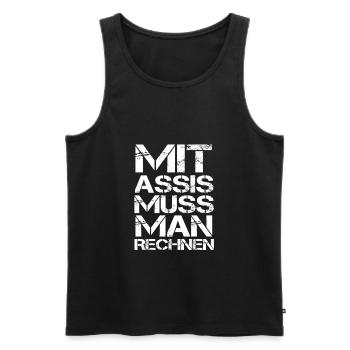Arbeitslos Assi Geschenk Arbeitsamt Hartz 4 Spruch - Männer Premium Bio Tank Top - Schwarz - Vorne - AI Model Male 178 light (178cm)