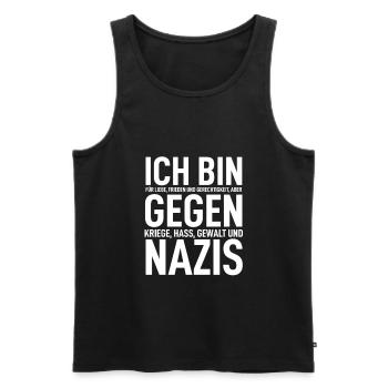 FCK Nazis Raus Gegen Rechts Anti Rassismus Spruch - Männer Premium Bio Tank Top - Schwarz - Vorne - Michal (187cm)
