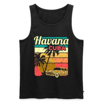 Cuba Caraïbes Vacances cubaines Vacances latines - Débardeur bio Premium Homme - noir - Devant - AI Model Male 178 light (178cm)