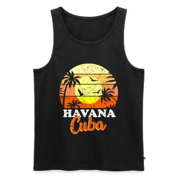 Cuba Caribbean Cuban Vacation Latin Vacation - Men's Premium Organic Tank Top - black - Front - Michal (187cm)