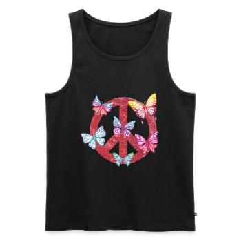 Hippie Butterflies Hippies Flower Power Années 60 - Débardeur bio Premium Homme - noir - Devant - AI Model Male 178 light (178cm)