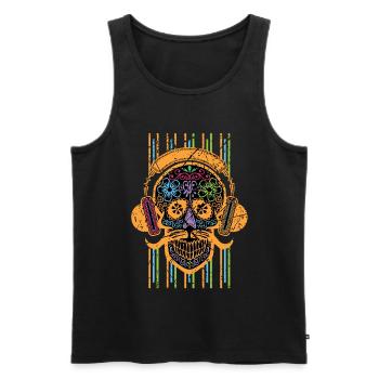 Skull DJ Electronic Music Disc Jockey - Men's Premium Organic Tank Top - black - Front - AI Model Male 178 light (178cm)