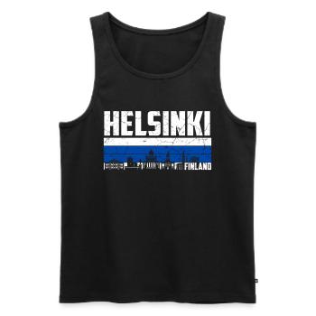 Helsinki Finland - Men's Premium Organic Tank Top - black - Front - AI Model Male 178 light (178cm)