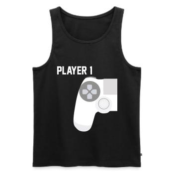 Gamer Gamer Player 1 - Débardeur bio Premium Homme - noir - Devant - AI Model Male 178 light (178cm)
