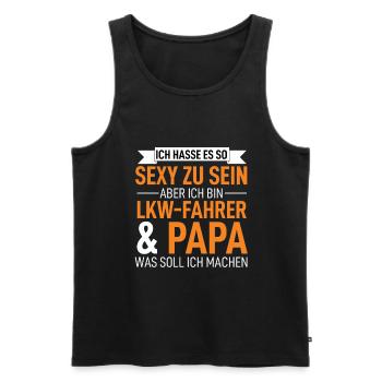 Camionneur & papa - Débardeur bio Premium Homme - noir - Devant - Michal (187cm)