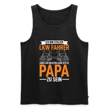 Lkw-Fahrer & Papa - Männer Premium Bio Tank Top - Schwarz - Vorne - Michal (187cm)