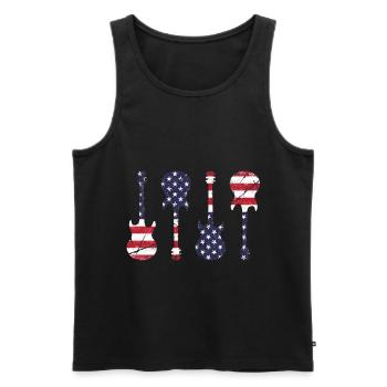 Country Music Retro Vintage Guitar - Men's Premium Organic Tank Top - black - Front - Michal (187cm)