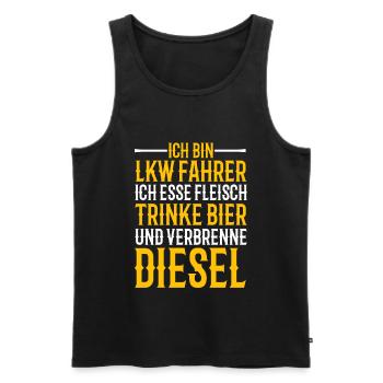 Trucker - Männer Premium Bio Tank Top - Schwarz - Vorne - AI Model Male 178 light (178cm)