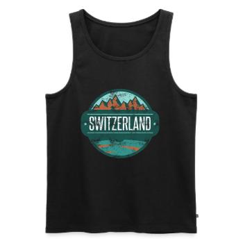 Schweizer Berge und Alpen Schweiz - Männer Premium Bio Tank Top - Schwarz - Vorne - AI Model Male 178 light (178cm)