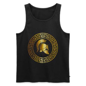 Sparta Vintage Krieger Helm Griechische Muster - Männer Premium Bio Tank Top - Schwarz - Vorne - Michal (187cm)