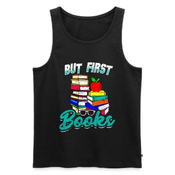Bücher Buch Lesen Literatur - Männer Premium Bio Tank Top - Schwarz - Vorne - Michal (187cm)