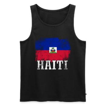 Vacances Vacances Haïti drapeau - Débardeur bio Premium Homme - noir - Devant - Michal (187cm)