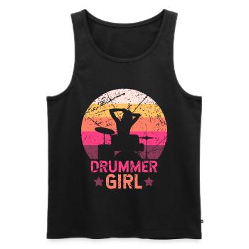 Batterie-batteur Girl batterie - Débardeur bio Premium Homme - noir - Devant - Michal (187cm)