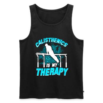 Sport amusant Calisthenics Entraînement - Débardeur bio Premium Homme - noir - Devant - AI Model Male 178 light (178cm)
