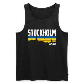 Stockholm Drapeau de la Suède - Débardeur bio Premium Homme - noir - Devant - Michal (187cm)