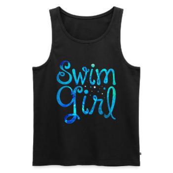 Schwimm Girl Schwimmerin Schwimmen Mädchen - Männer Premium Bio Tank Top - Schwarz - Vorne - Michal (187cm)