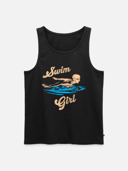 Schwimmerin Schwimmen Mädchen - Männer Premium Bio Tank Top - Schwarz