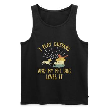 Chiens amoureux des animaux guitariste et chien - Débardeur bio Premium Homme - noir - Devant - Michal (187cm)