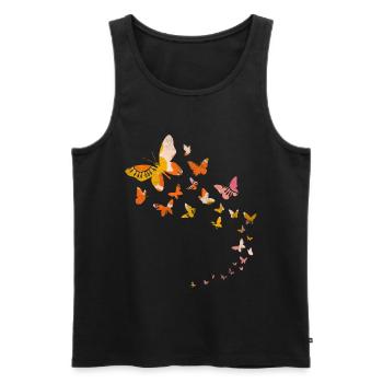 Jolies fleurs papillon - Débardeur bio Premium Homme - noir - Devant - AI Model Male 178 light (178cm)