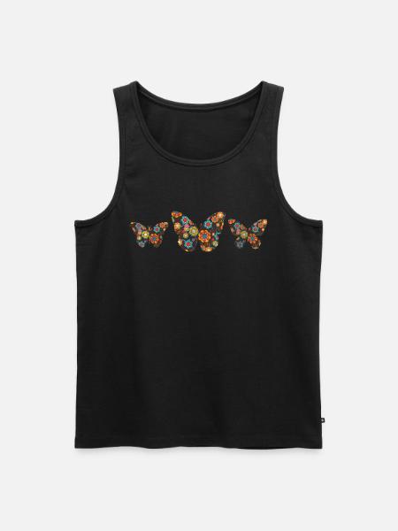Kwiaty Motyle Motyl Kolorowe - Ekologiczny tank top męski Premium - czarny