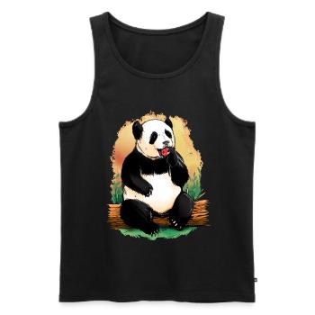Cute Animals Panda Bear Animal Motif Gift Panda - Men's Premium Organic Tank Top - black - Front - Michal (187cm)