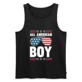 All American Boy American Parade on July 4 - Men's Premium Organic Tank Top - black - Front - AI Model Male 178 light (178cm)