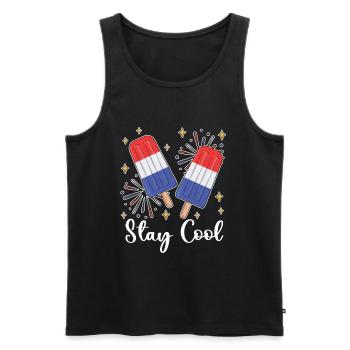 Américain 4 juillet Restez cool pour - Débardeur bio Premium Homme - noir - Devant - Michal (187cm)