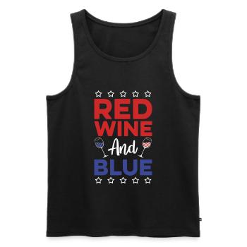 American 4 July Red Wine And - Men's Premium Organic Tank Top - black - Front - AI Model Male 178 light (178cm)