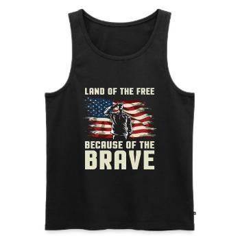 Américain 4 juillet Terre des Libres - Débardeur bio Premium Homme - noir - Devant - Michal (187cm)