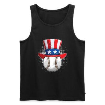 American July 4 Patriotic Baseball - Men's Premium Organic Tank Top - black - Front - AI Model Male 178 light (178cm)