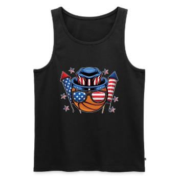 Feux d’artifice de basket-ball américain le 4 juillet - Débardeur bio Premium Homme - noir - Devant - Michal (187cm)