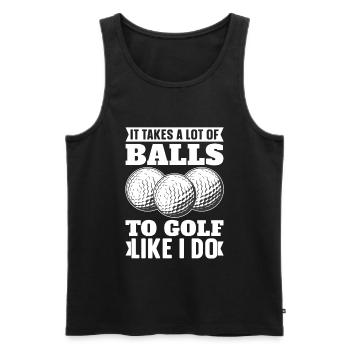 Il faut beaucoup de balles pour jouer au golf comme je le fais. - Débardeur bio Premium Homme - noir - Devant - Michal (187cm)