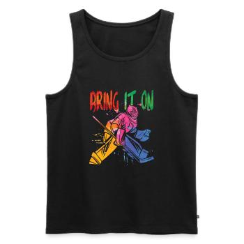 Bring Es An Für Hockeyspieler - Männer Premium Bio Tank Top - Schwarz - Vorne - Michal (187cm)