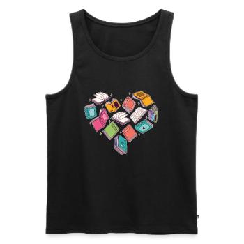 Heart book for book lovers - Men's Premium Organic Tank Top - black - Front - AI Model Male 178 light (178cm)