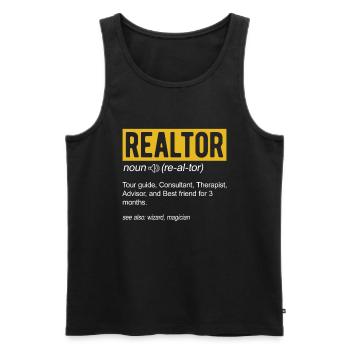 Définition amusante du courtier pour les agents immobiliers - Débardeur bio Premium Homme - noir - Devant - Michal (187cm)