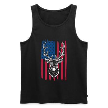 Rotwild-jagd-amerikanische Flagge Für - Männer Premium Bio Tank Top - Schwarz - Vorne - Michal (187cm)