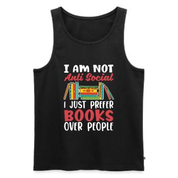 Je préfère les livres simples aux gens - Débardeur bio Premium Homme - noir - Devant - Michal (187cm)