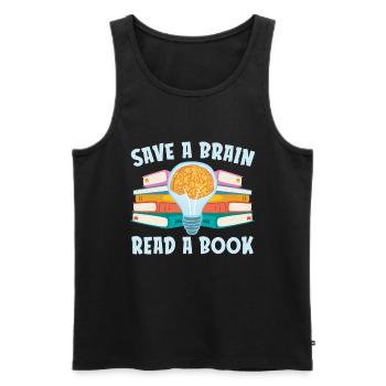 Save a Brain Read a Book for Book Lovers - Men's Premium Organic Tank Top - black - Front - Michal (187cm)