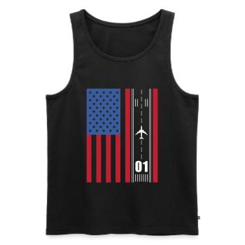 Patriotisches Flugzeug American Pilot Airplane - Männer Premium Bio Tank Top - Schwarz - Vorne - Michal (187cm)