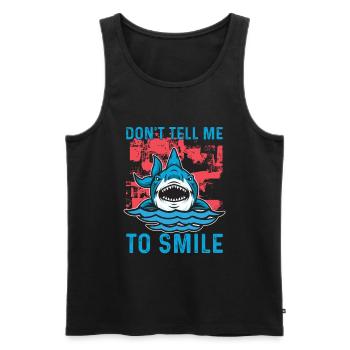Ne me dites pas de sourire pour les amoureux des requins - Débardeur bio Premium Homme - noir - Devant - Michal (187cm)