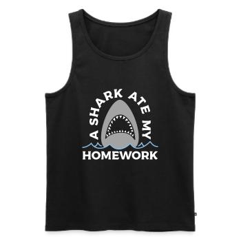 Un requin a mes devoirs pour les amoureux des requins - Débardeur bio Premium Homme - noir - Devant - Michal (187cm)