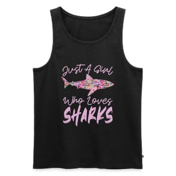 Juste une fille qui aime les requins pour les amoureux des requins - Débardeur bio Premium Homme - noir - Devant - Michal (187cm)