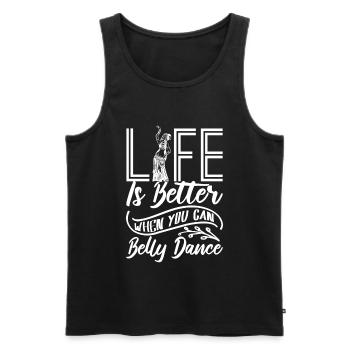 Life is better if you work for the belly - Men's Premium Organic Tank Top - black - Front - Michal (187cm)