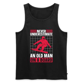 Unterschätze Niemals Einen Alten Mann Für - Männer Premium Bio Tank Top - Schwarz - Vorne - Michal (187cm)